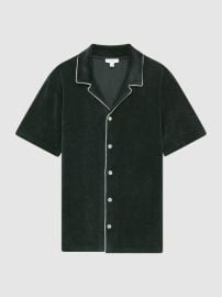 Reiss Defoe Velour Cuban Collar Shirt REISS USA at Reiss