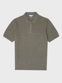 Reiss Dollar Textured Diamond Stitch Polo T-Shirt  REISS USA at Reiss