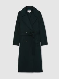 Reiss Double-Breasted Blindseam Coat Wool-Blend in Green REISS at Reiss