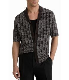Reiss Drake Vertical Wave Short Sleeve Woven Camp Shirt at Dillards
