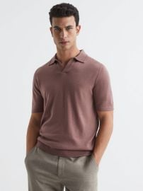 Reiss Duchie Merino Wool Open Collar Polo Shirt REISS USA at Reiss