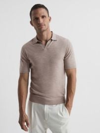 Reiss Duchie Merino Wool Open Collar Polo Shirt REISS USA at Reiss