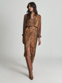 Reiss Emile Croc Print Midi Dress REISS USA at Reiss