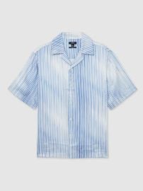 Reiss Faded-Stripe Cuban-Collar Shirt in Soft BlueWhite REISS at Reiss