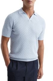 Reiss Federico Cable Polo Sweater at Nordstrom