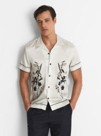 Reiss Fierro Cuban Collar Floral Shirt REISS USA at Reiss