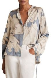 Reiss Gigi Floral Satin Button-Up Shirt at Nordstrom
