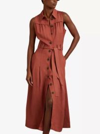 Reiss Heidi Belted Sleeveless Shirtdress at Selfridges