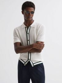 Reiss Icon Reiss Ch233 Knitted Button Through T-Shirt REISS USA at Reiss