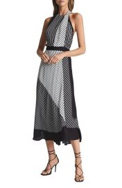 Reiss Ila Mixed Stripe Halter Midi Dress at Nordstrom