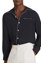 Reiss Josh Piped Button-Up Shirt in Navy at Nordstrom Rack at Nordstrom Rack