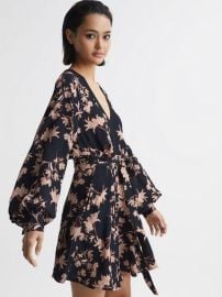 Reiss Kerina Floral Print V-Neck Dress REISS USA at Reiss