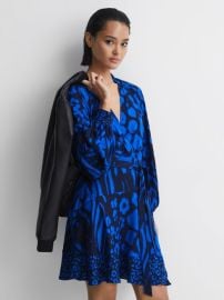 Reiss Kerri Printed Blouson Sleeve Dress REISS USA at Reiss