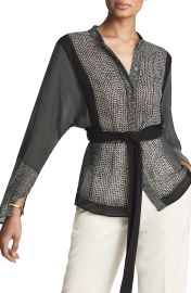 Reiss Kyria Mixed Print Tunic Blouse in Black  at Nordstrom