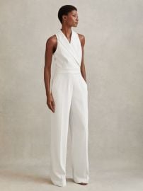 Reiss Lainey Double Breasted Satin Tux Jumpsuit REISS USA at Reiss