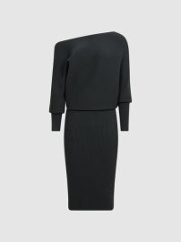 Reiss Lara Off-Shoulder Ribbed Dress REISS USA at Reiss