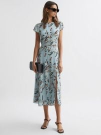 Reiss Livia Floral Cut-Out Back Midi Dress REISS USA at Reiss