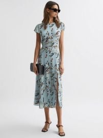 Reiss Livia Floral Cut-Out Back Midi Dress REISS USA at Reiss