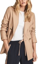 Reiss Logan Double Breasted Textured Wool amp Recycled Polyester Blazer at Nordstrom