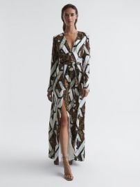 Reiss Loren Snake Print Plunge Maxi Dress REISS USA at Reiss