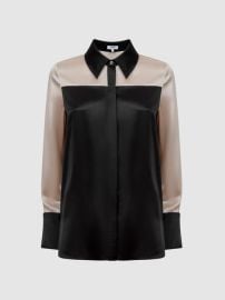 Reiss Lorey Silk Colourblock Shirt REISS USA at Reiss