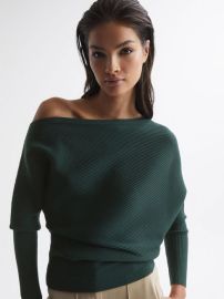 Reiss Lorna Asymmetric Drape Knitted Top REISS USA at Reiss