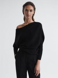 Reiss Lorna Asymmetric Drape Knitted Top REISS USA at Reiss