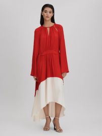 Reiss Luella Colourblock Fit-and-Flare Midi Dress REISS USA at Reiss