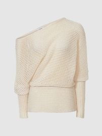 Reiss Lulu Open Knit Drape Top REISS USA at Reiss