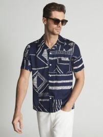 Reiss Mackrae Cuban Collar Tribal Print Shirt REISS USA at Reiss