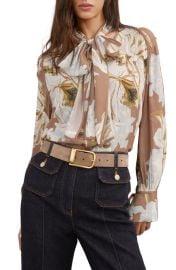 Reiss Maggie Tie Neck Floral Top at Nordstrom