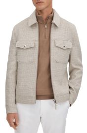 Reiss Maray Check Wool Blend Zip-Up Jacket at Nordstrom