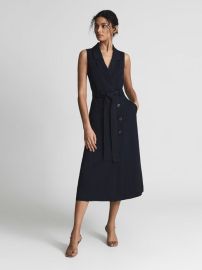 Reiss Mariah Linen Belted Button Midi Dress REISS USA at Reiss