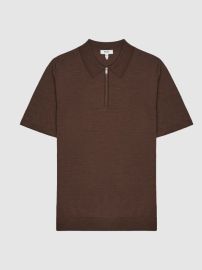 Reiss Maxwell Merino Zip Neck Polo REISS USA at Reiss