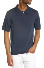 Reiss Maxwell Quarter Zip Merino Polo in Anthracite  at Nordstrom