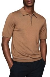 Reiss Maxwell Zip Wool Polo at Nordstrom