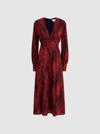 Reiss Maya Animal Print Blouson Sleeve Midi Dress REISS USA at Reiss