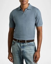Reiss Mens Duchie Merino Wool Open Collar Polo Shirt at Neiman Marcus