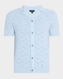 Reiss Menx27s Royce Geometric Crochet Camp Shirt at Neiman Marcus