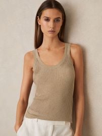 Reiss Metallic Vest Top in Gold REISS at Reiss