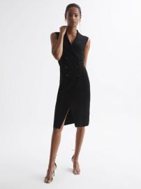 Reiss Milena Sleeveless Knitted Tux Dress REISS USA at Reiss