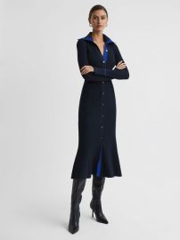 Reiss Millie Knitted Ribbed Midi Dress REISS USA at Reiss