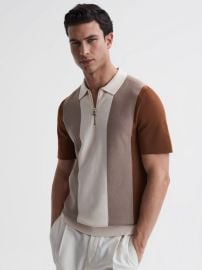 Reiss Milton Half-Zip Striped Polo T-Shirt REISS USA at Reiss