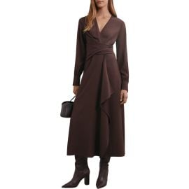 Reiss Mira Drape Detail Long Sleeve Dress at Nordstrom