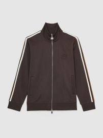 Reiss Monogram Zip-Through Relaxed Track Top in Brown REISS at Reiss