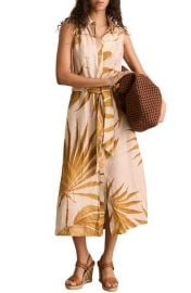 Reiss Morgan Frond Print Tie Belt Sleeveless Midi Shirtdress at Nordstrom