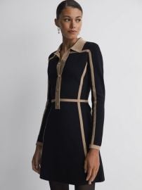 Reiss Nikki Contrast Trim Press-Stud Mini Dress REISS USA at Reiss