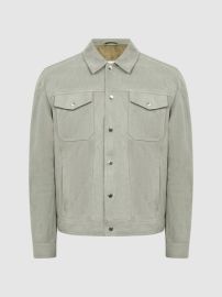 Reiss Noa Suede Button-Through Trucker Jacket REISS USA at Reiss