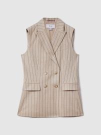 Reiss Odette Pinstripe Blazer Vest in Neutral at Reiss