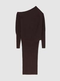 Reiss Off-The-Shoulder Ribbed Midi Dress in Plum Purple REISS at Reiss
